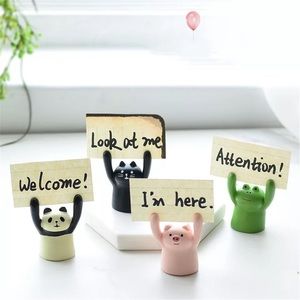 Cartoon Panda Black Cat Memo Clip Card Holder Photo Stand Decoration Organizer